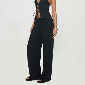 Black Linen Blend Pants